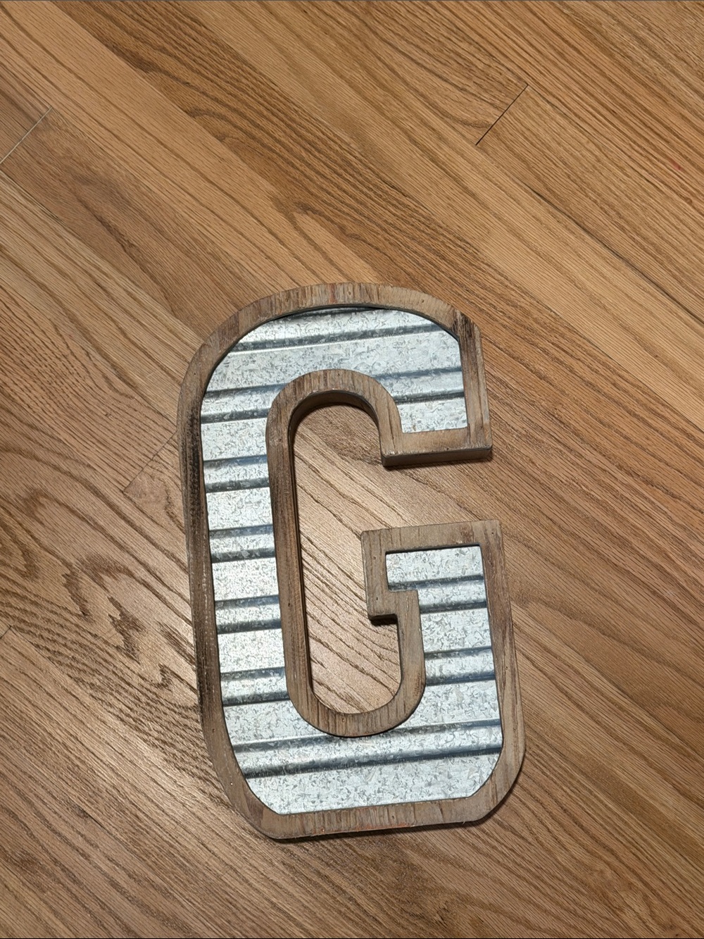 Hobby Lobby Galvanized Silver and Wood Letter G Wall Decor